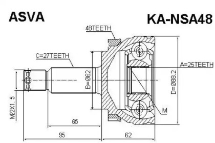Шарнирный комплект, приводной вал KANSA48 ASVA – фото